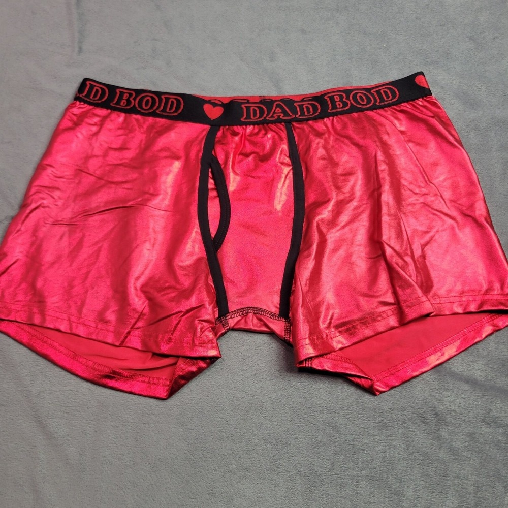 Mens Red "Dad Bod" Boxer Shorts XL By Mad Engine Polyester Blend Fun Gift